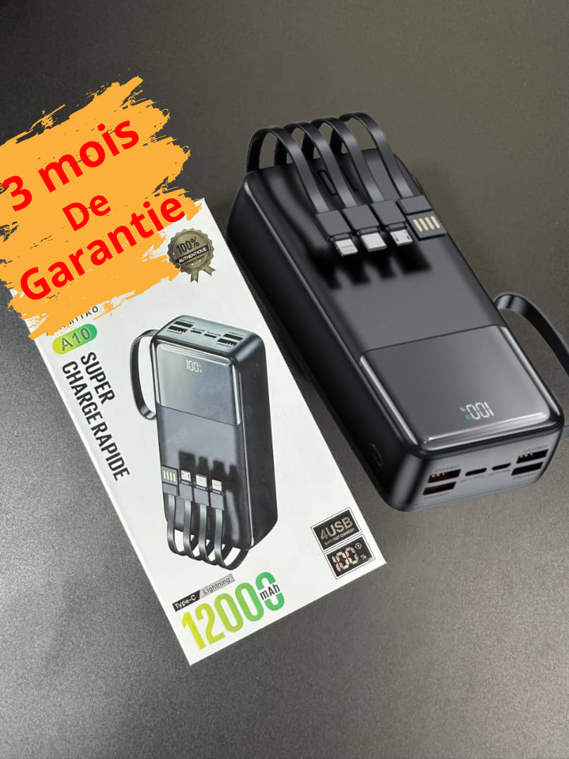 Power Bank 12 000 mAh Ultra Rapide, Nouvelle Génération , 3 mois de garantie