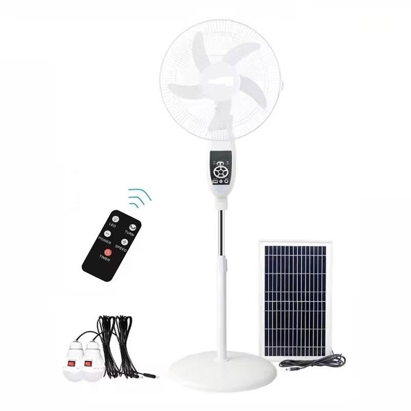Ventilateur multifonction équipée de Panneaux Solaires, Power Bank,2 Lampes économique, Lampe LED, Télécommande